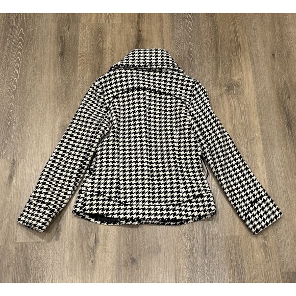 Soia & Kyo Coat Womens Large Black White Wool Blend Houndstooth Jacket - Picture 11 of 14